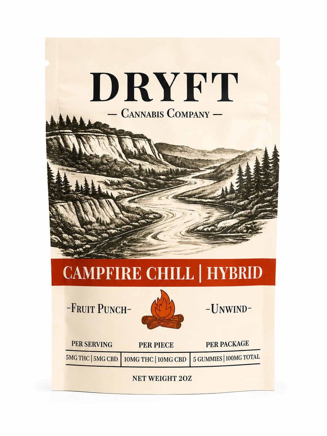 Dryft Cannabis Company - Dryft Cannabis Campfire Chill Gummies 1:1 THC/CBD (Hybrid) Main Image