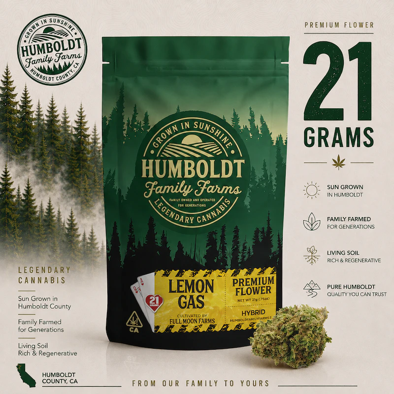 HUMBOLDT FAMILY FARMS - Lemon Gas - 21g (H) - Humboldt Family Farms Main Image