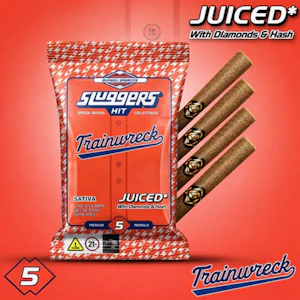 Sluggers - Trainwreck Juiced 5 Pack Mini Blunts - Hash/Diamonds/Kief - 3.5G