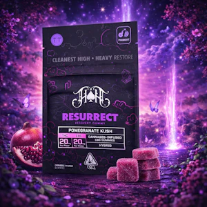 Heavy Hitters - Heavy Hitters Gummies - Resurrect - Hybrid Pomegranate Kush 1:1 THC/CBG