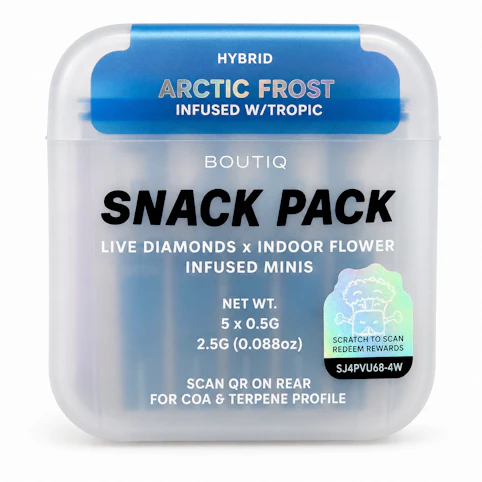 Boutiq - Arctic Frost x Tropic -Hybrid- 46.36% THC | 5 x 0.5g Live Diamond Infused Minis (2.5g Pre-Roll) | Boutiq  -  -CC11 MID 1