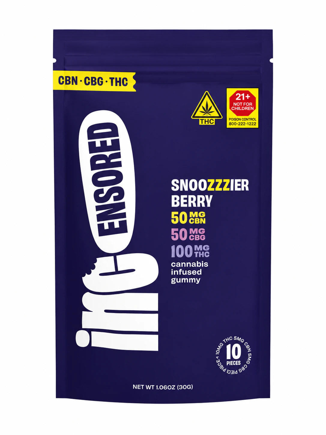 Incensored - Snoozzzierberry- 120mg Gummy- Incensored (5:1) Main Image
