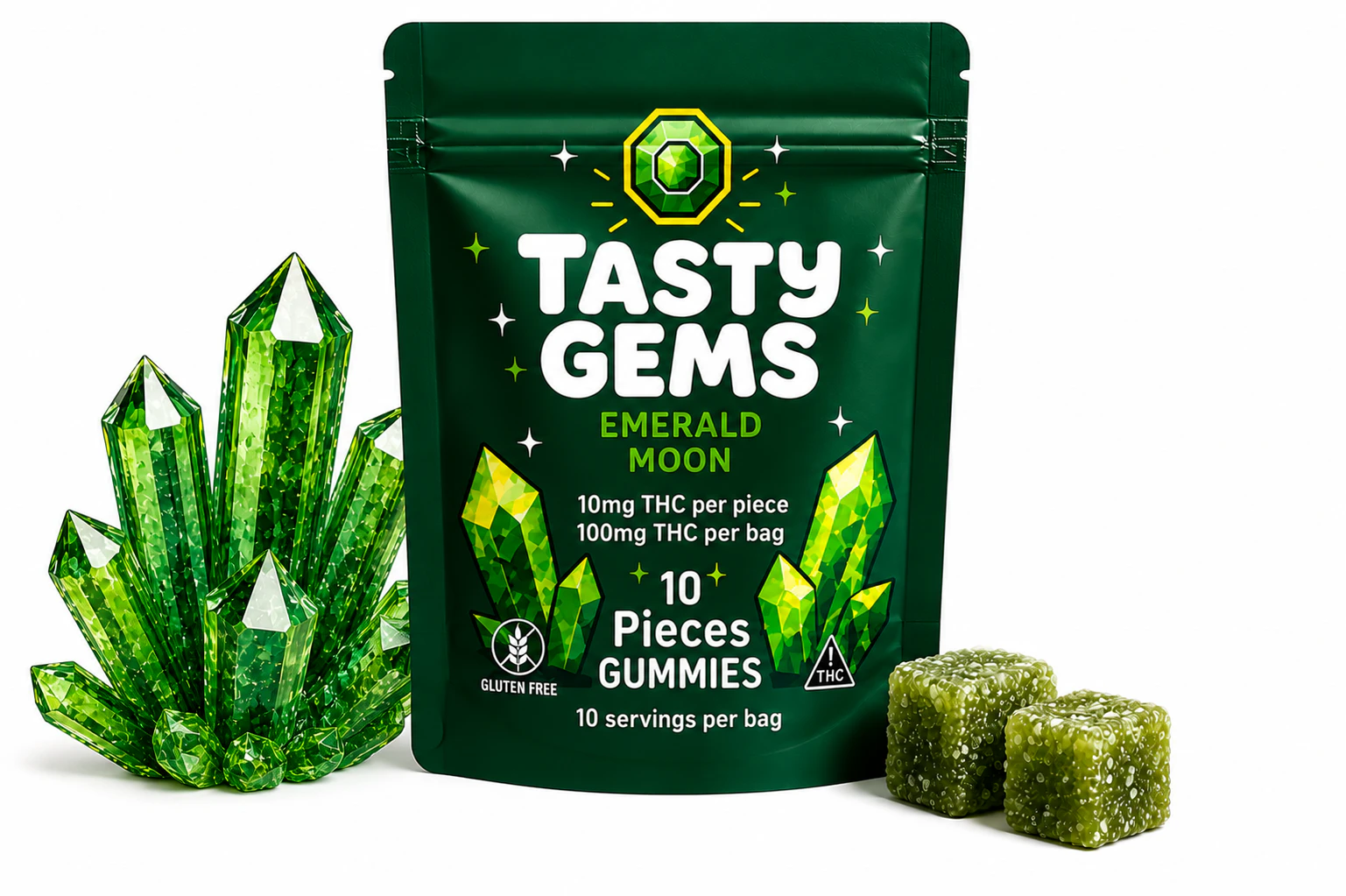 Tasty Gems - Tasty Gems Gummies- Emerald Melon - 100mg THC Main Image
