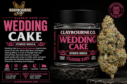 Claybourne Classic Cuts | 3.5g Indoor Flower Jar | Wedding Cake | Indica