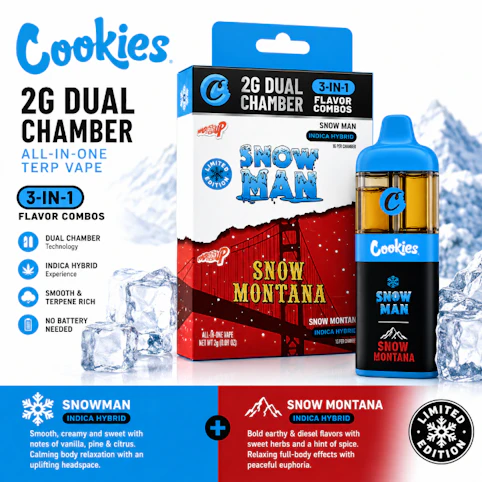 Cookies - Snowman x Snow Montana-Indica- 91.65%/89.46% THC | 2g (Dual Chamber Vape) | Cookies - GG12 BACK