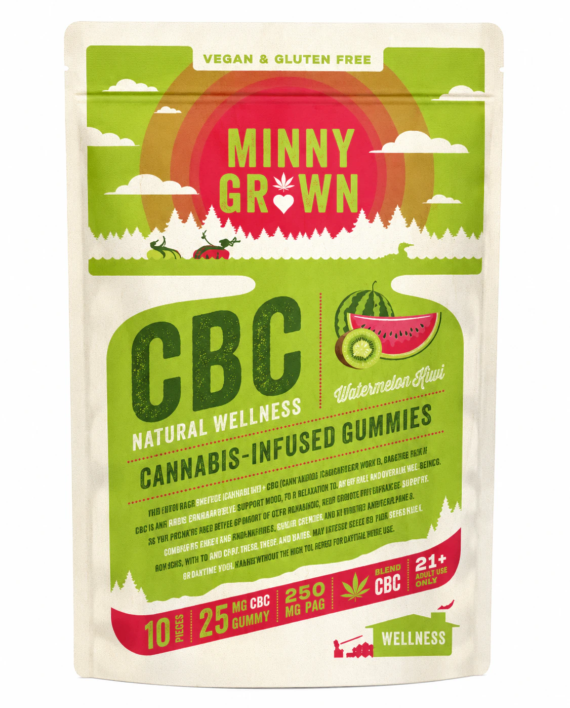 MINNY GROWN - MINNYGROWN- CBC Gummies- (250mg)- Watermelon Kiwi Main Image