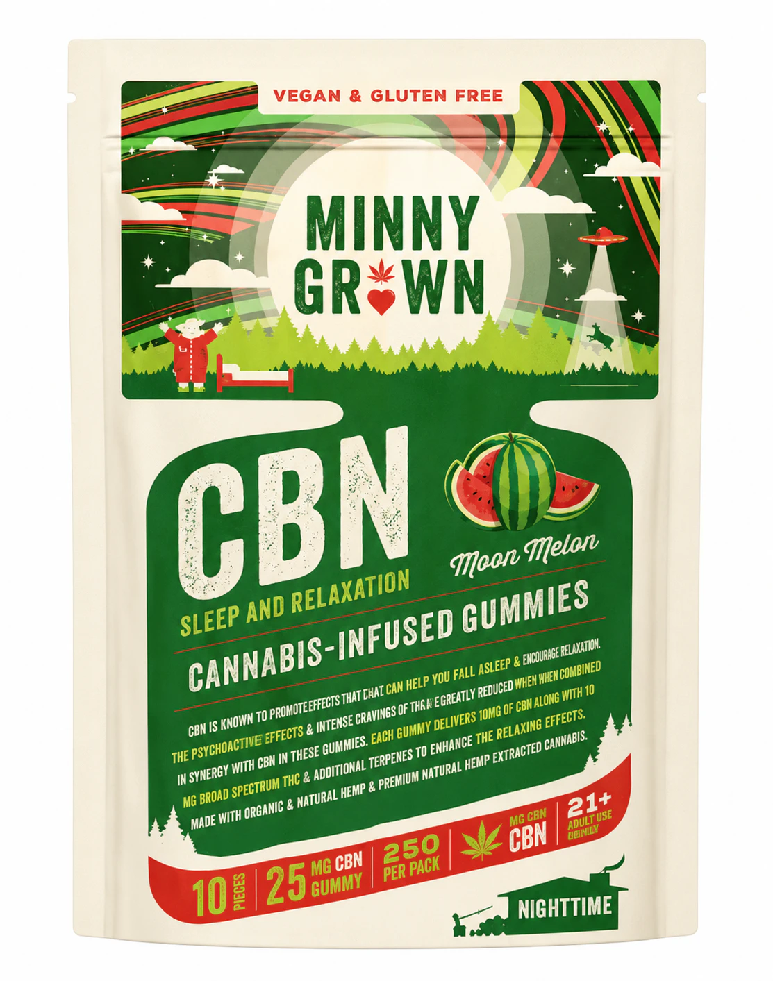 Minny Grown - MINNYGROWN- CBN Gummies- (250mg)- Moon Melon Main Image