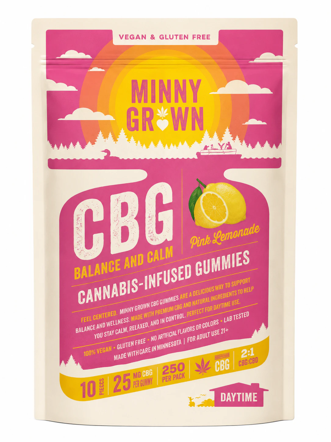 MINNY GROWN - MINNYGROWN- CBG Gummies (250mg)- Pink Lemonade Main Image