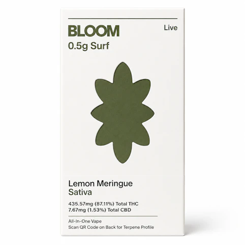 BLOOM - Lemon Meringue -Sativa- 87.11% | 0.5g Live Surf ALL-IN-ONE (Vape) | BLOOM  -yyy5