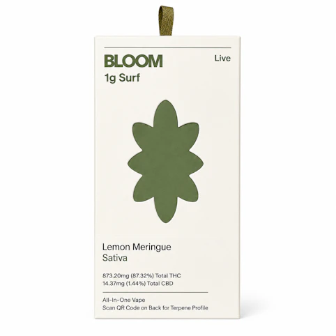 BLOOM - Lemon Meringue -Sativa- 87.32% THC | 1g Live Surf All-In-One (Vape) | BLOOM  - -xxx6 back
