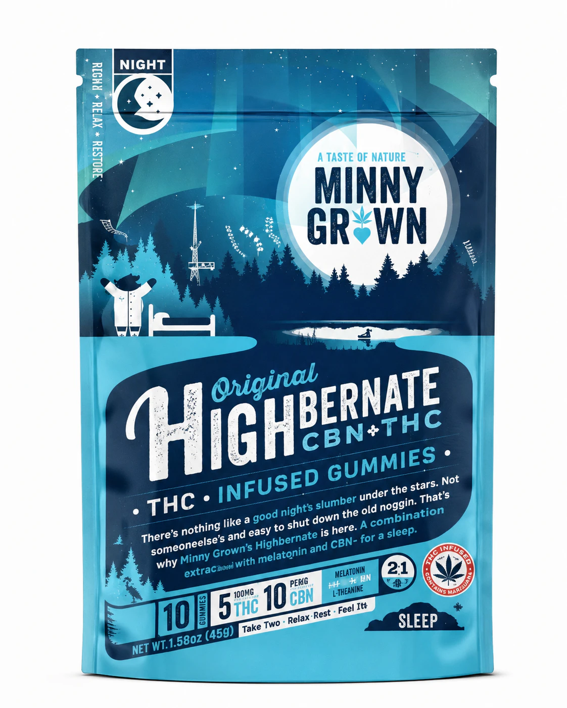 Minny Grown - MINNYGROWN- Original Highbernate Gummies- (1:2 THC/CBN) Main Image
