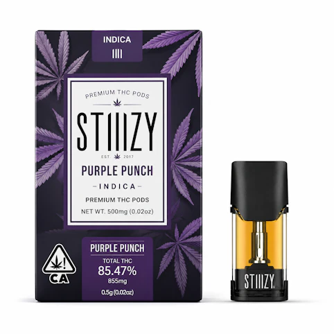 STIIIZY - Purple Punch -Indica- 85.47% THC | 0.5g Premium THC Pods (Vape Cart) | Stiiizy- KK1 Front