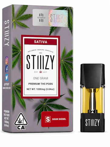 STIIIZY - Sour Diesel -Sativa- 87.97% THC | 1g Premium THC Pods (Vape Cartridge) | Stiiizy- JJ1 Front