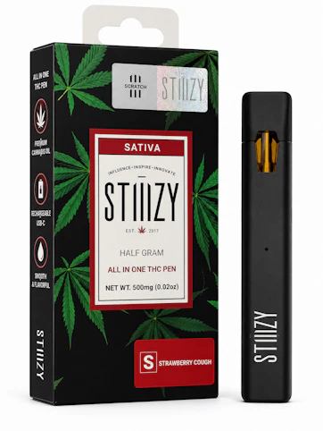 STIIIZY - Strawberry Cough -Sativa- 85.45% THC | 0.5G All-in-One (AIO Vape) | Stiiizy  -NN1 MIDDLE 1