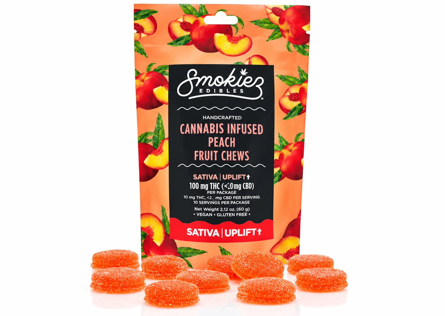 Smokiez Edibles - Smokiez - Peach Sweet (No Coloring) - Gummy - 10 x 10mg THC Main Image