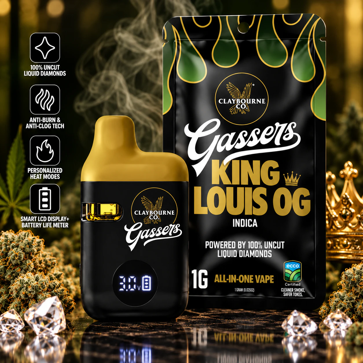 Claybourne Co. - Claybourne Co | Gassers | 1g AIO | King Louis OG Main Image