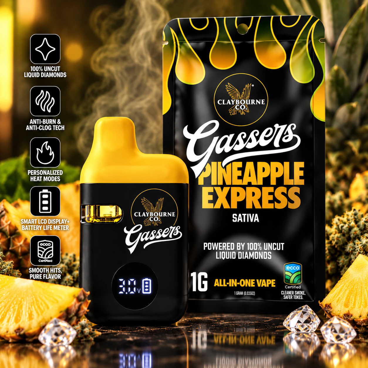 Claybourne Co. - Claybourne Co | Gassers | 1g AIO | Pineapple Express Main Image