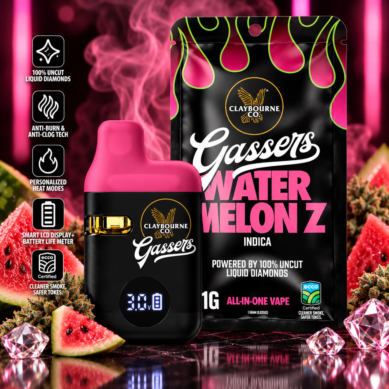 Claybourne Co. - Claybourne Co | Gassers | 1g AIO | Watermelon Z Main Image