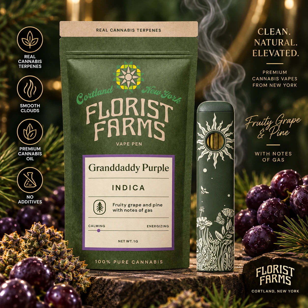 Florist Farms - Florist Farms | 1g Vape AIO | Granddaddy Purp | Indica |  Main Image