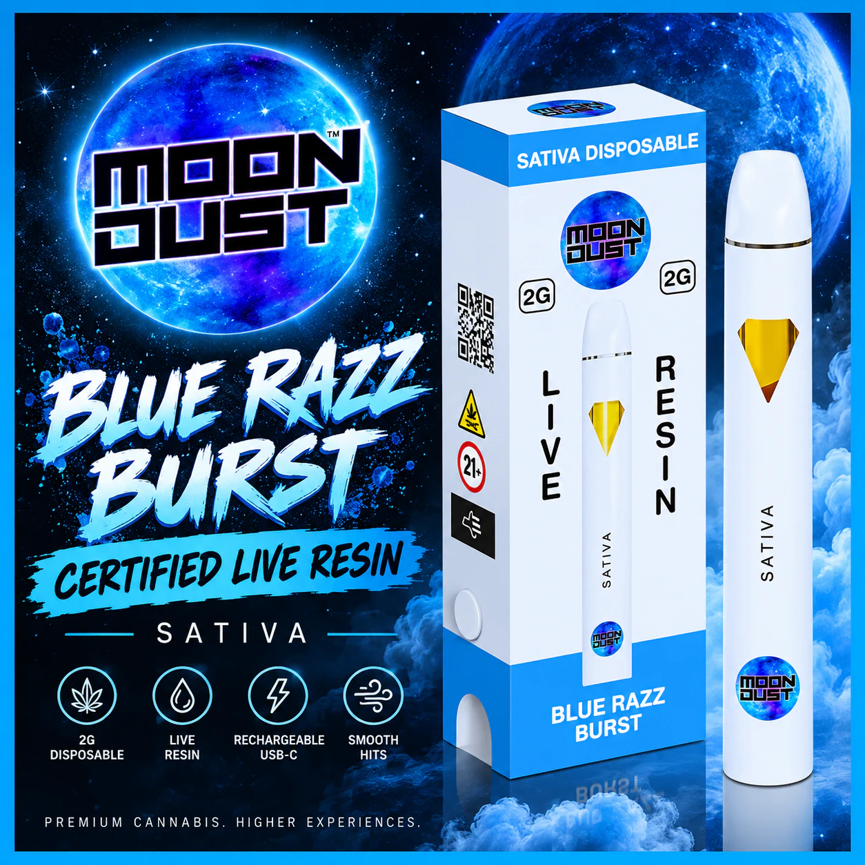 MOON DUST - Moondust | 2g AIO | Blue Razz Burst Main Image