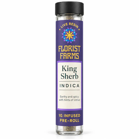 Florist Farms - King Sherb – Indica – 40% THC | 1g Live Resin Infused Pre-Roll | Florist Farms  -x8 middle