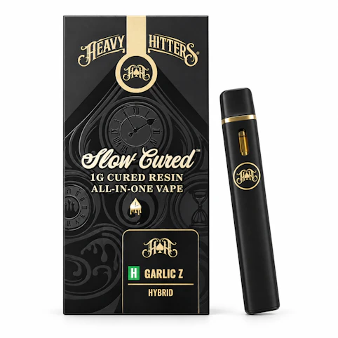 Heavy Hitters - Garlic Z – Hybrid – 86.2% THC | 1g Slow Cured Resin All-in-One Vape | Heavy Hitters -xxx2 back