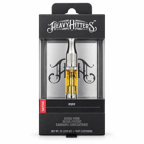 Heavy Hitters - Piff – Sativa – 93.2% THC | 1g Ultra Pure 510 Vape Cartridge | Heavy Hitters. -ttt3 back