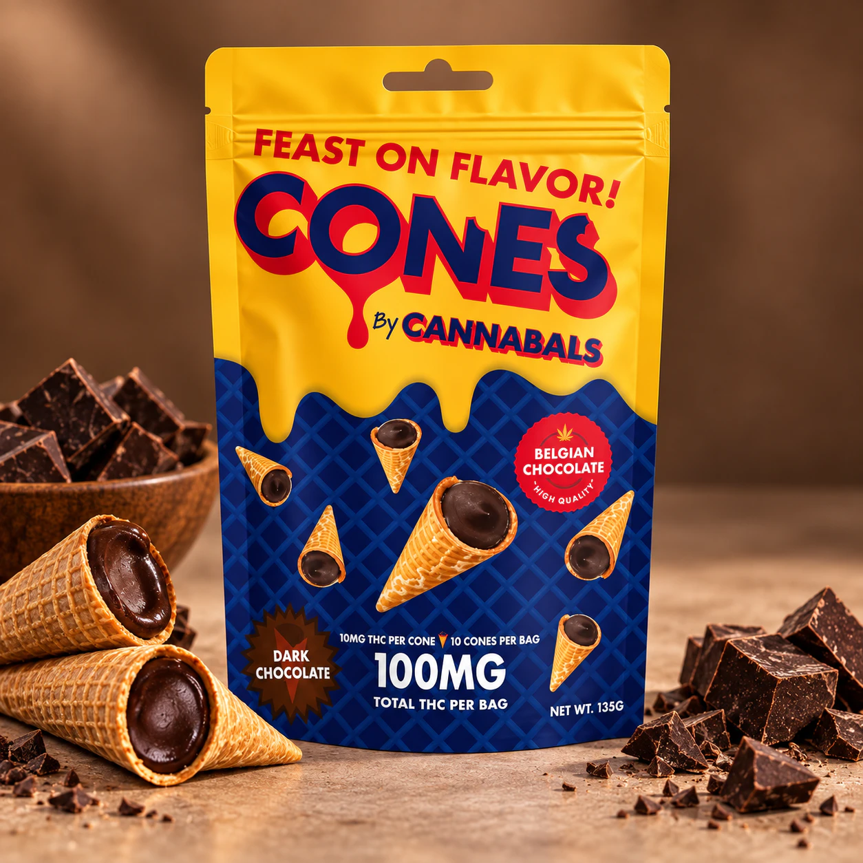Cannabals - Cannabals | 10pk Cones | Dark Chocolate | 100mg Main Image