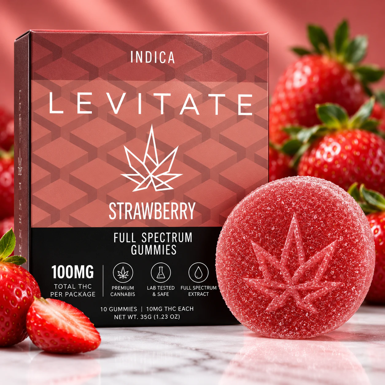 Levitate - Levitate | 100mg Live Resin Gummy | Strawberry Main Image