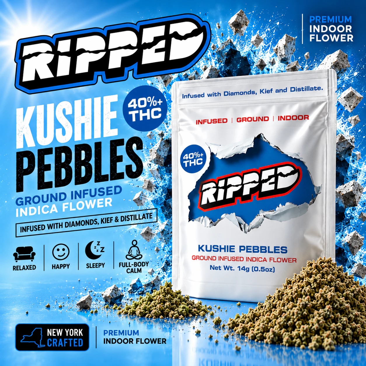 RIPPED - Ripped | 14g Infused Preground Flower | Kushie Pebbles Main Image