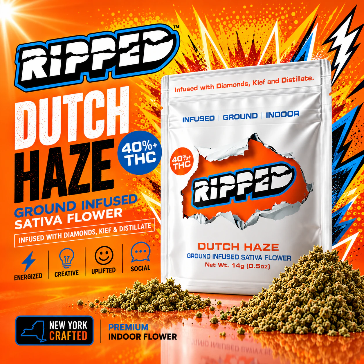 RIPPED - Ripped | 14g Infused Preground Flower | Dutch Haze Main Image
