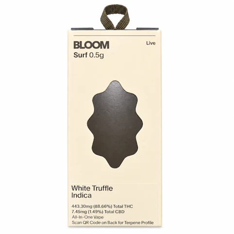 BLOOM - White Truffle – Indica – 88.66% THC | 0.5g Live All-in-One Vape | BLOOM -vvv6 front