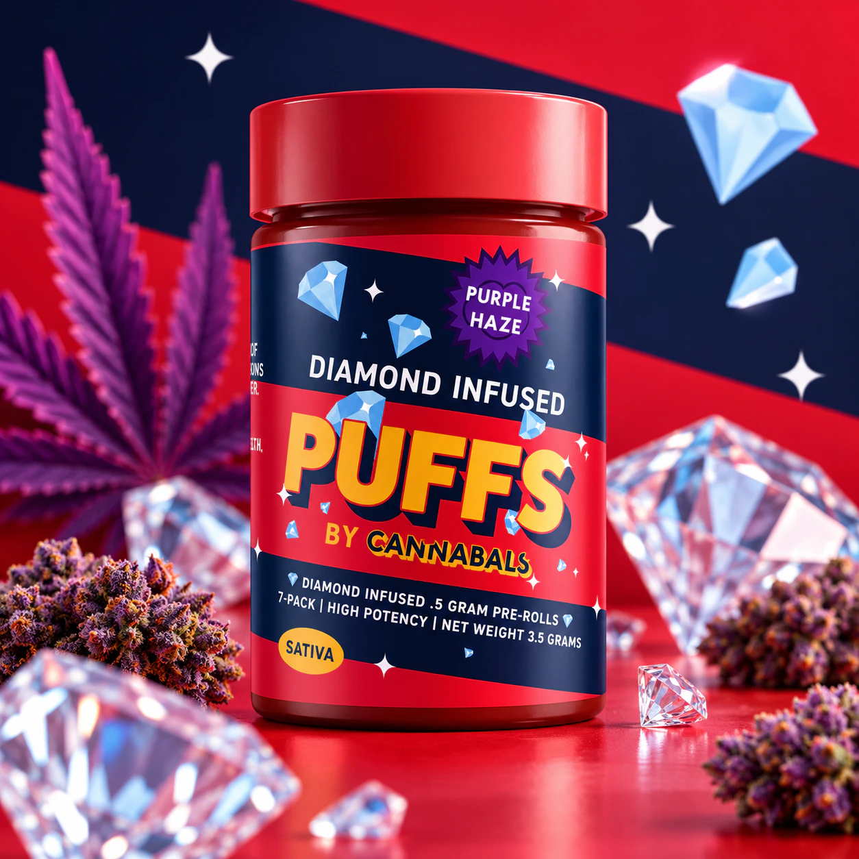 Cannabals - Cannabals | 7pk Puffs - 0.5g Pre Rolls | Purple Haze | Sativa Main Image