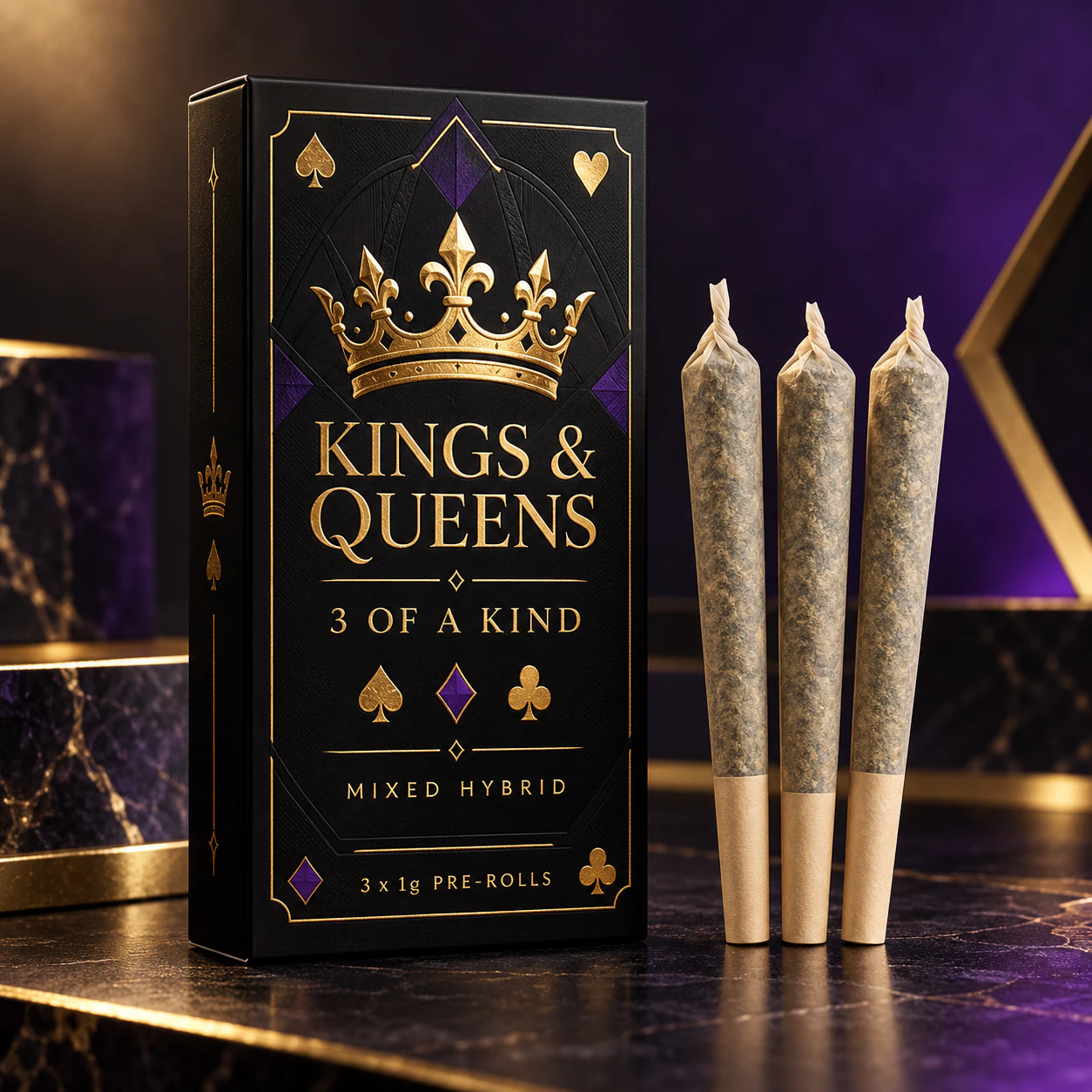 Kings & Queens - Kings & Queens | 3pk 1g Pre-roll | 3 of a Kind Mixed Hybrid Main Image