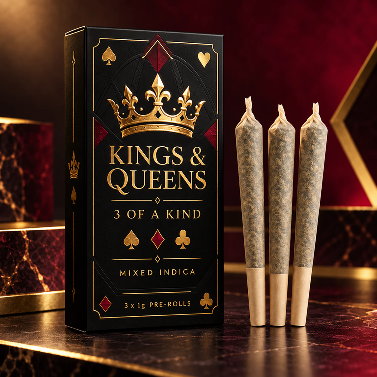 Kings & Queens - Kings & Queens | 3pk 1g Pre-roll | 3 of a Kind Mixed Indica Main Image