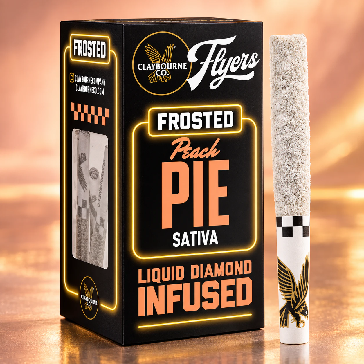 Claybourne Co. - Claybourne| Peach Pie (2.5g) | Diamond Frosted Flyers Pre-Rolls Main Image