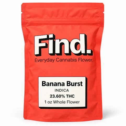 Find - Banana Burst – Indica – 23.60% THC | 1 oz Whole Flower | Find.    VV3