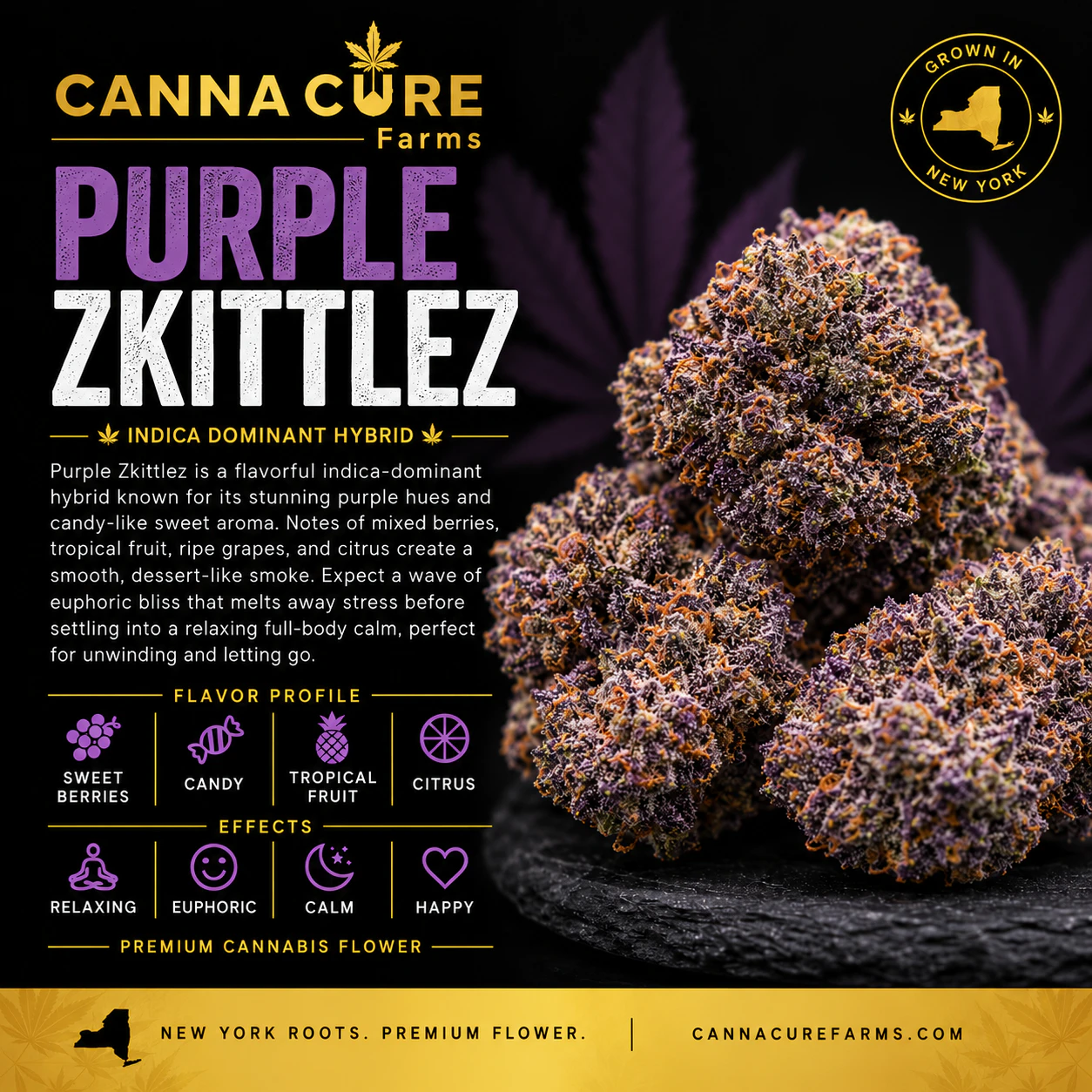 Canna Cure Farms LLC - Canna Cure | 0.7g Mylar Dime Bag | Purple Zkittlez Main Image