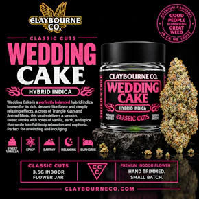 Claybourne Classic Cuts | 3.5g Indoor Flower Jar | Wedding Cake | Indica