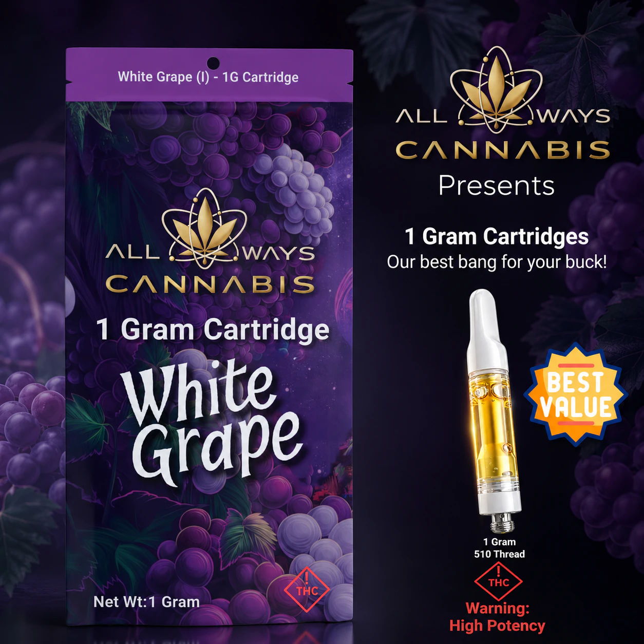 All Ways Aeroponics - All Ways Aeroponic - White Grape (I) 1g Cart Main Image