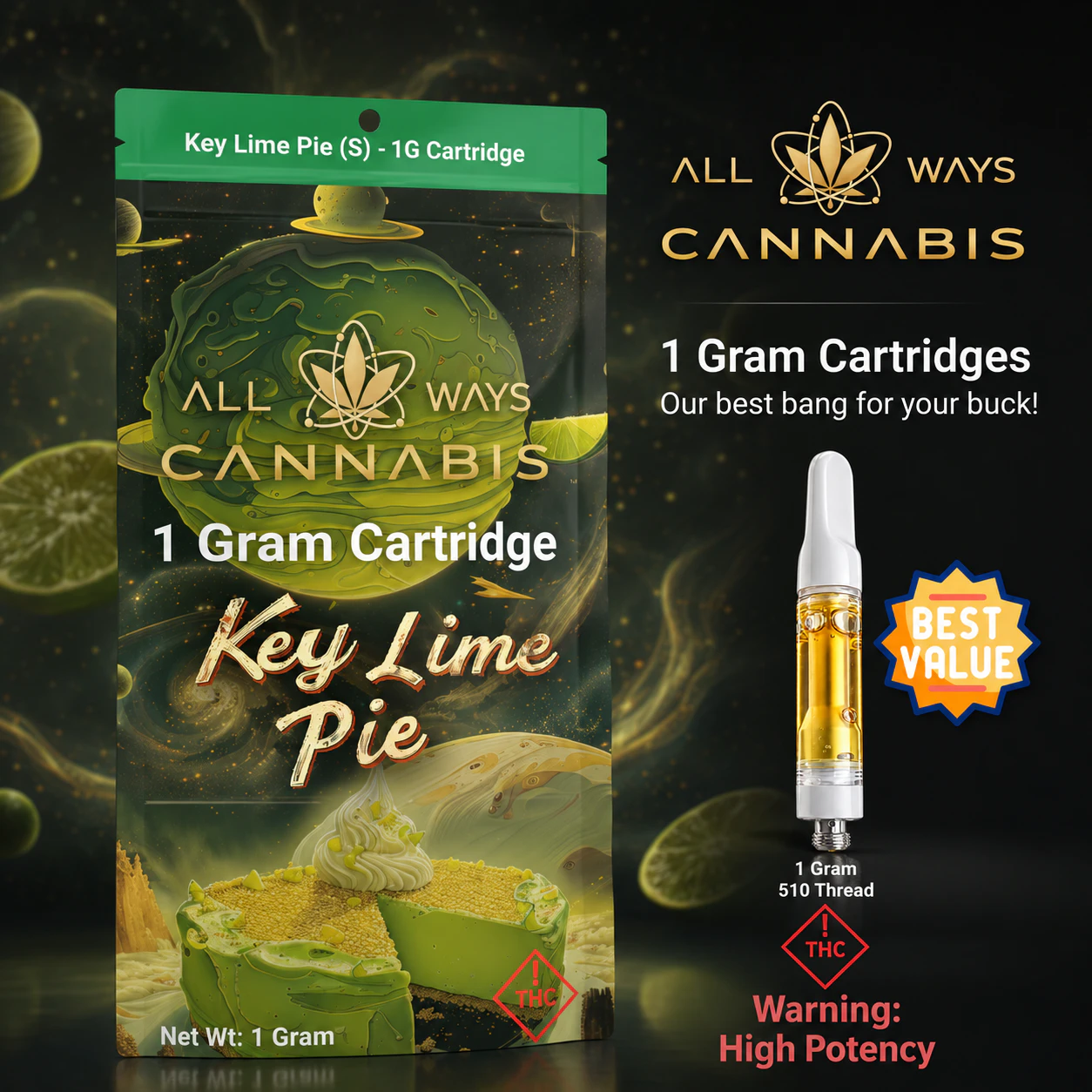 All Ways Aeroponics - All Ways Aeroponics - Key Lime Pie (S) 1g Cart Main Image