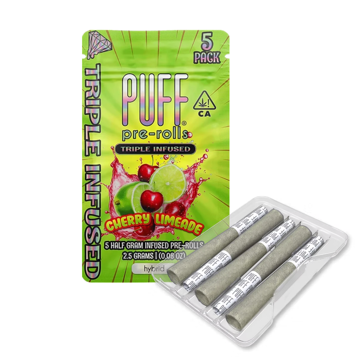 PUFF - Cherry Limeade (H) | .5g 5pk Triple Infused Diamond Prerolls | Puff Main Image