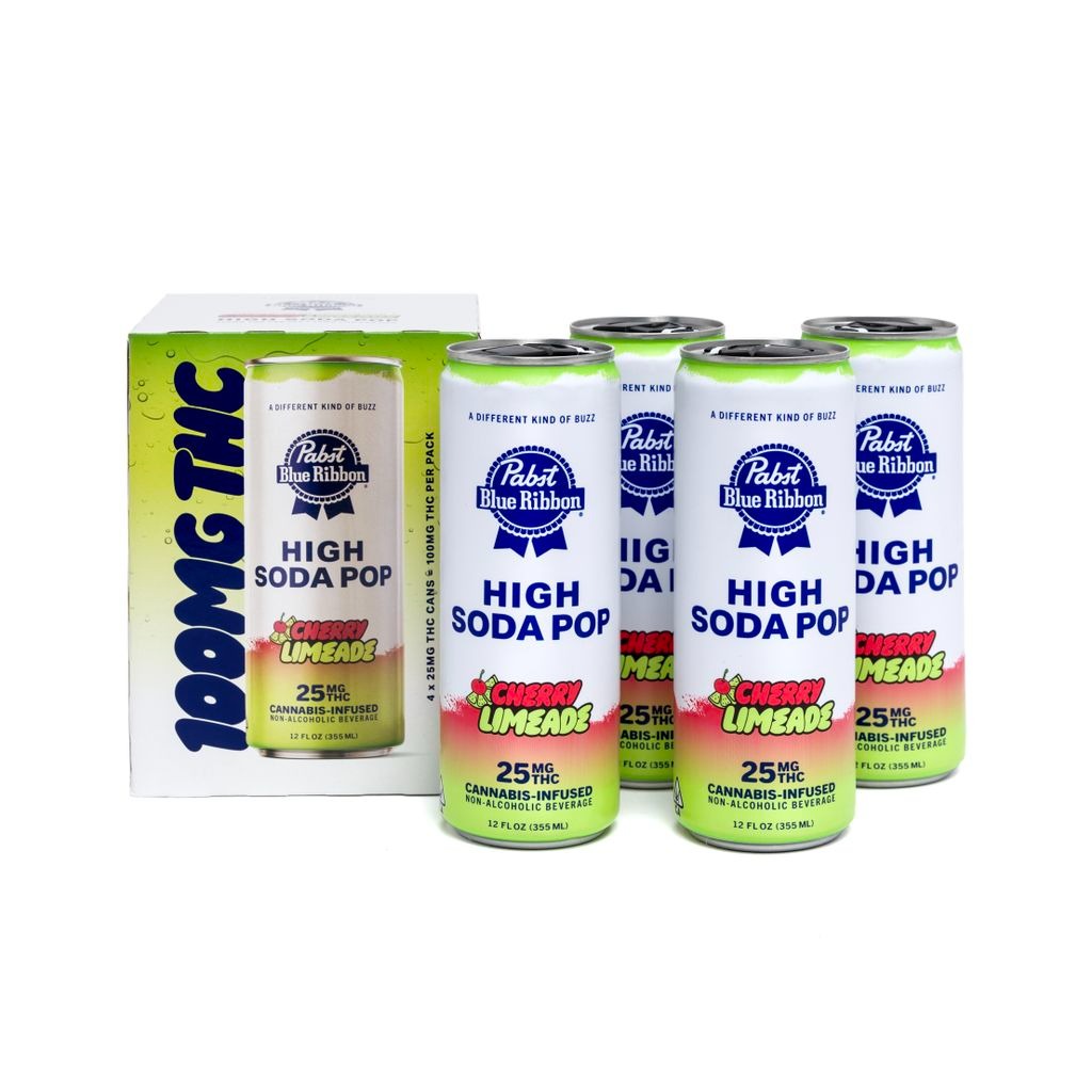 PABST Blue Ribbon Cherry Limeade Cannabis Infused High Soda Pop 4-Pack 48oz 100mg