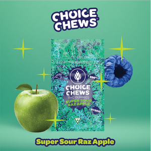 Choice Chews - Choice Chews - Super Sour Raz Apple Gummies (Hybrid) - 100mg
