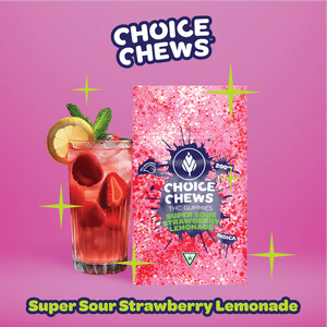 Choice Chews - Choice Chews - Super Sour Strawberry Lemonade Gummies (Indica) - 100mg