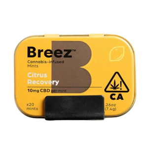 BREEZ - Citrus Recovery Mint Tin | 20pk 10mg CBD | Breez