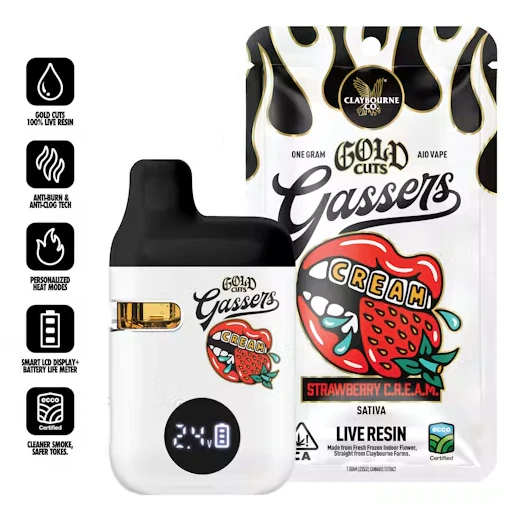 Claybourne Co. - Claybourne Gold Cut Gassers All In One 1g Strawberry C.R.E.A.M. Main Image