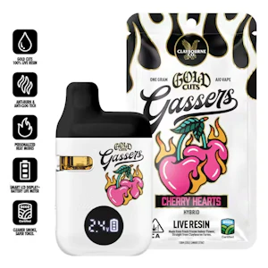 Claybourne Co. - Claybourne Gold Cuts Live Resin Gassers AIO 1g Cherry Hearts