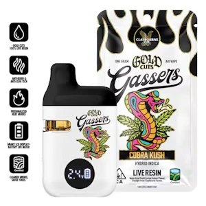 Claybourne Co. - Claybourne Gold Cuts Live Resin Gassers AIO 1g Cobra Kush