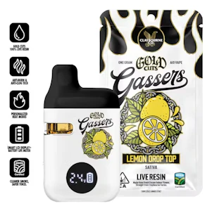 Claybourne Co. - Claybourne Gold Cuts Live Resin Gassers AIO 1g Lemon Drop Top